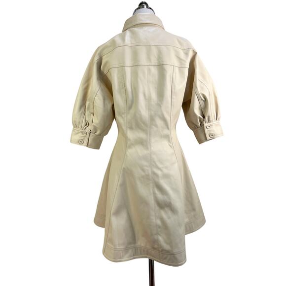 Aje Claire Pearl Mini Dress Faux Leather Ivory Cream Ecru White - Picture 14 of 15